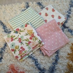 4 Flannel Receiving Blankets